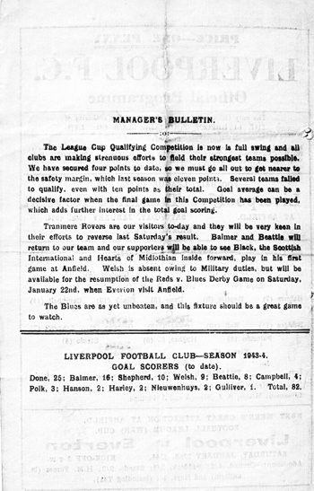 Match programme backcover