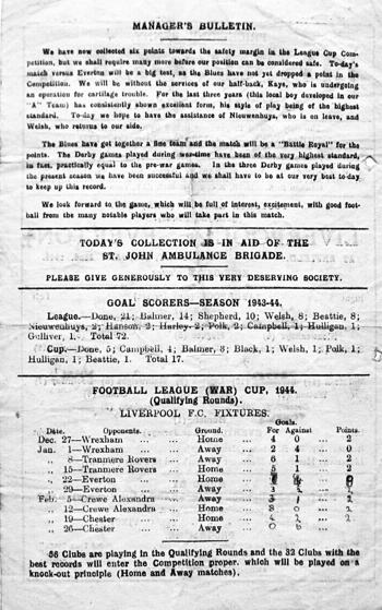 Match programme backcover