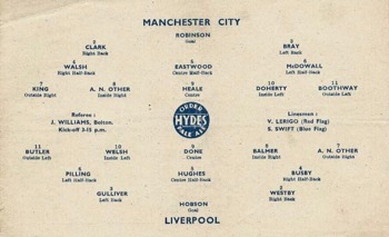 Match programme lineups