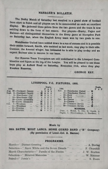 Match programme backcover