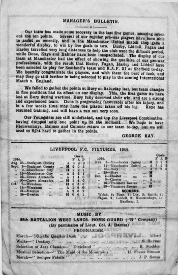 Match programme backcover