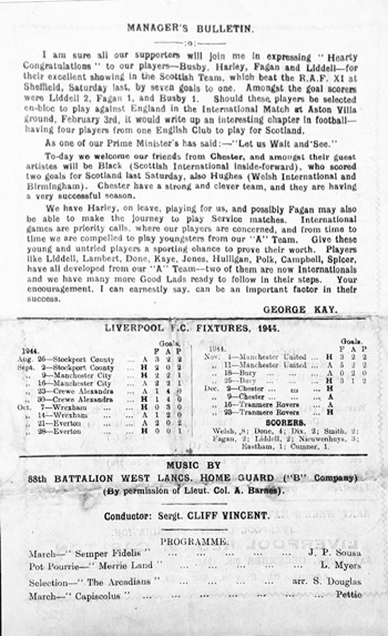 Match programme backcover