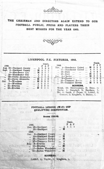 Match programme backcover