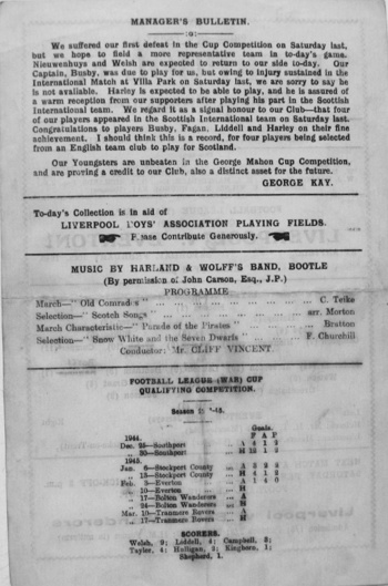 Match programme backcover