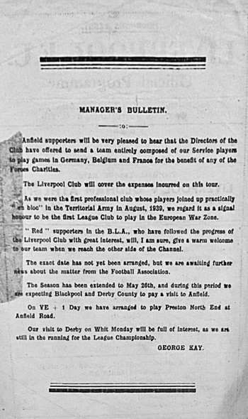 Match programme backcover