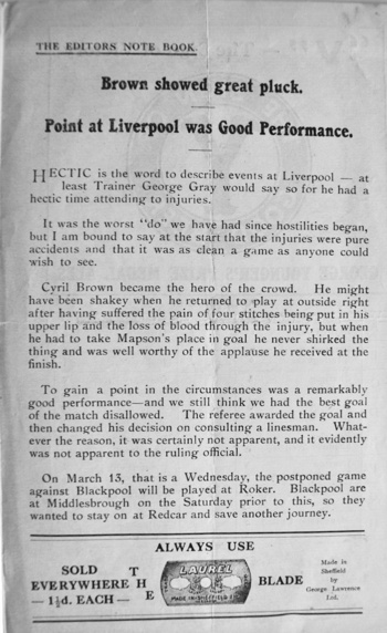 Match programme article