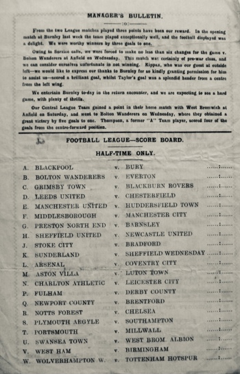 Match programme backcover