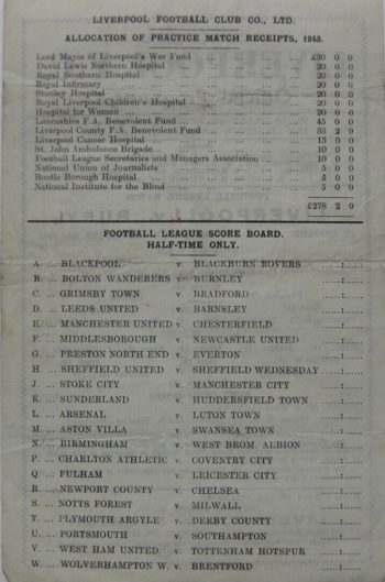 Match programme backcover