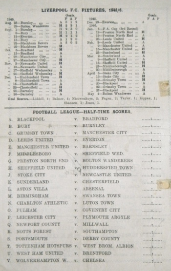 Match programme backcover