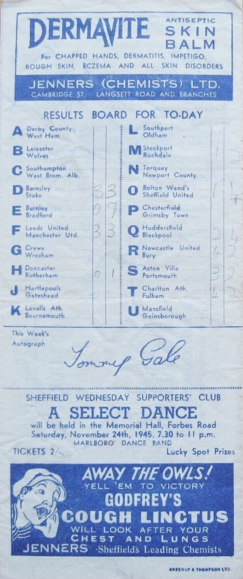 Match programme backcover