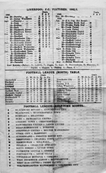 Match programme backcover