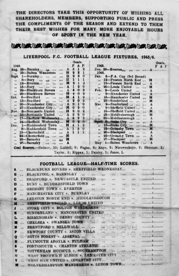 Match programme backcover