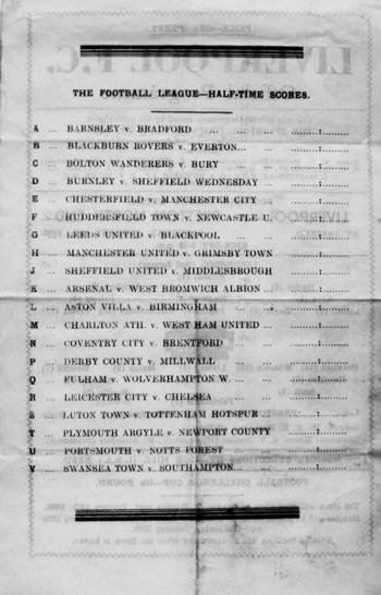 Match programme backcover