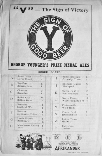 Match programme backcover