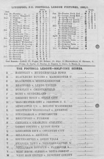 Match programme backcover