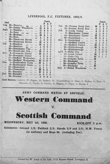 Match programme backcover