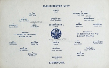 Match programme lineups