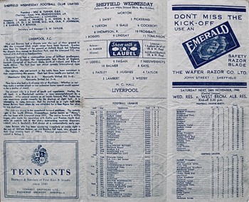 Match programme lineups