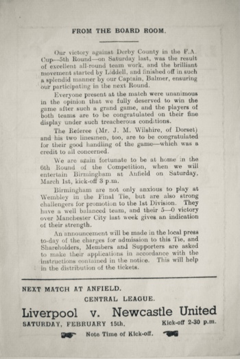 Match programme article