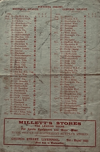 Match programme backcover