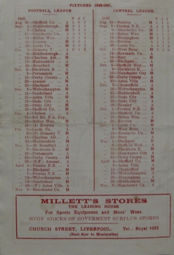 Match programme backcover