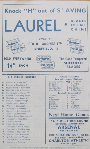 Match programme backcover