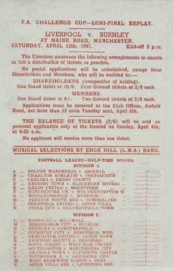 Match programme backcover