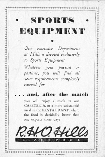 Match programme backcover