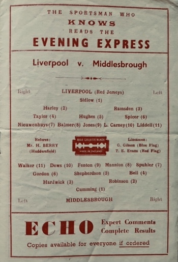 Match programme lineups