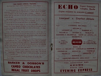 Match programme lineups