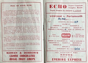 Match programme lineups