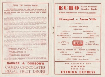 Match programme lineups
