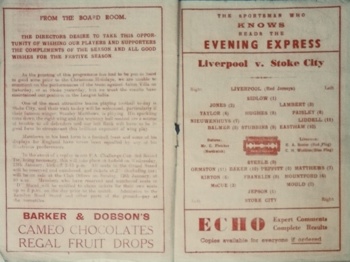 Match programme lineups