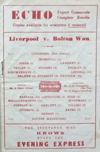 Match programme lineups