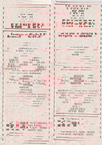 Match programme - lineups
