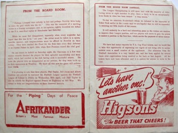 Match programme pages 2 & 3