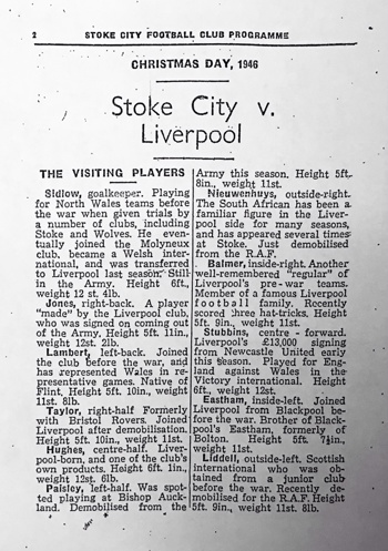 Match Programme - The Visiting Players