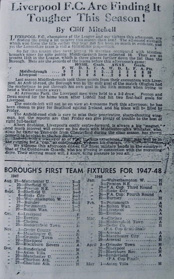 Match Programme article