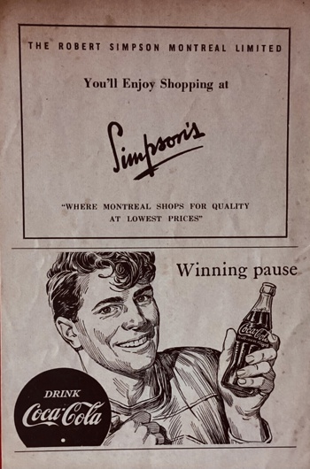 Match programme backcover