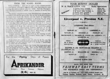 Match programme lineups