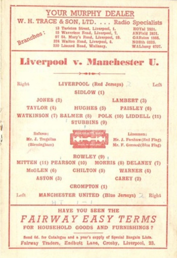 Match programme lineups