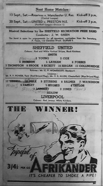 Match Programme lineups