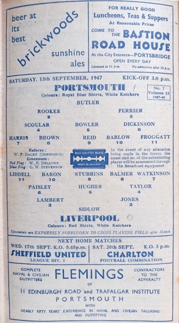 Match programme lineups
