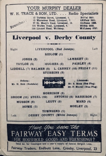 Match programme lineups