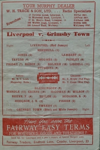 Match programme lineups
