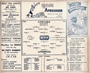 Match Programme - lineups