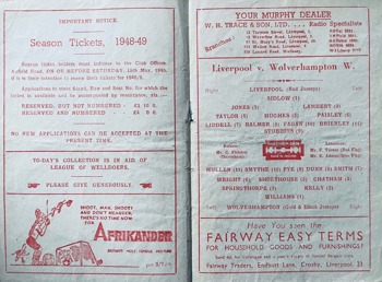 Match programme lineups