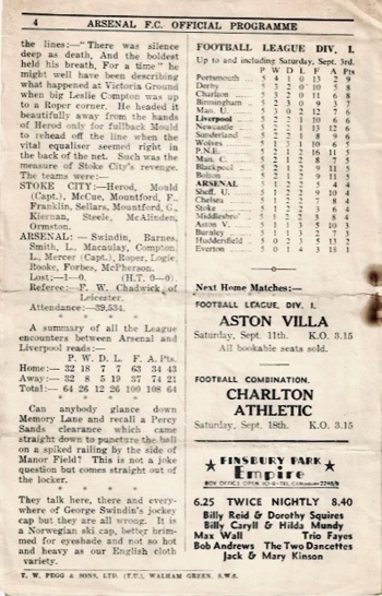 Match Programme - article