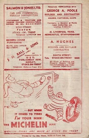 Match Programme - backcover