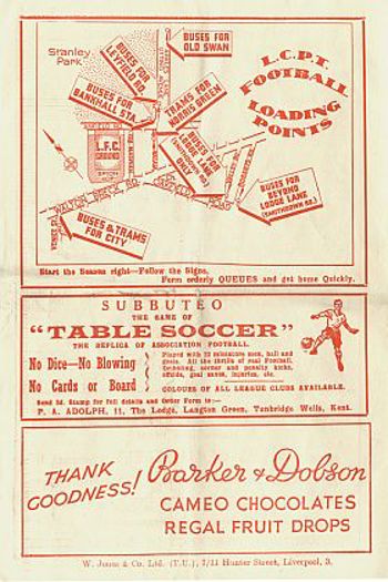 Match programme (BackCover)